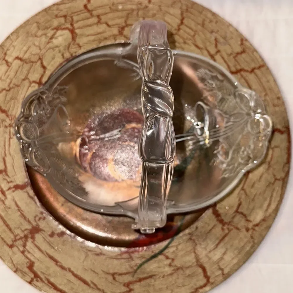 Mikasa Holiday Bells Handled Crystal Basket